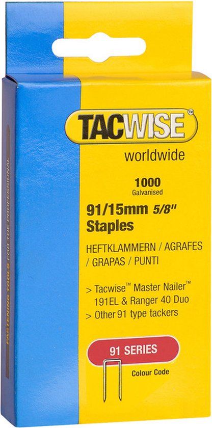 Tacwise 91 Series Staples - 15mm - 1000 Pieces