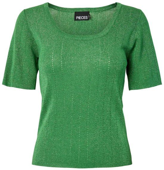 Pieces T-shirt Pcsalima Ss Squared Knit Top Msa 17163578 Mint Green Dtm Lurex Dames Maat - L