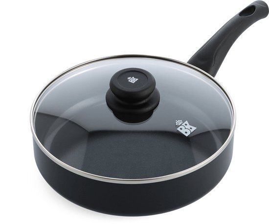 BK Brilliant hapjespan 24 cm - Zwart - Met deksel - Inductie - Anti-aanbak - PFAS-vrij