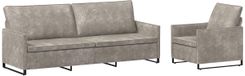 vidaXL - Canapé - 2 pièces - Gris clair - Suédine artificielle - tissu
