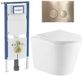 Geberit QeramiQ Dely Toiletset - 36.3x51.7cm - Geberit UP720 inbouwreservoir - rimless - diepspoel - zitting - softclose - bedieningsplaat geborsteld messing - ronde knoppen - mat wit