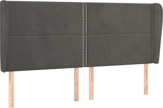 vidaXL Hoofdbord met randen 163x23x118/128 cm fluweel donkergrijs