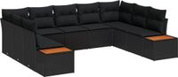 vidaXL Tuinbank Set Zwart Polyrattan