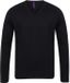 Henbury Trek col V Manches Longues Coton Noir Uni Homme S