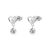 Brosway Chakra oorbellen voor dames – oorstekers van roestvrij staal met kristallen en hart, zilver, 1,7 cm, BHKE176