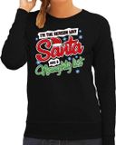 Bellatio Decorations Foute Kersttrui - sweater - Im the reason why Santa has a naughty list - zwart - voor dames - kerstkleding M