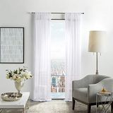 Martha Stewart Glacier Sheer Rod Pocket Venster Gordijnpaneel Paar, 95 inch, Wit
