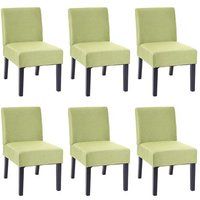 HWC-F61 Set van 6 eetkamerstoelen, loungestoel, stof/textiel, groen