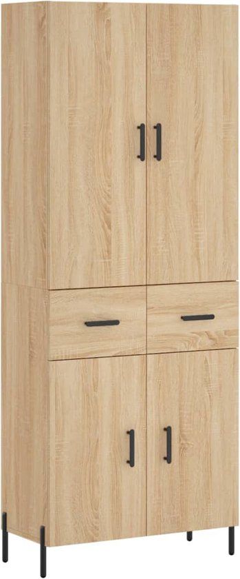 VidaXL Hoge kast 69,5x34x180 cm bewerkt hout sonoma eikenkleurig