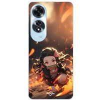 Maniacase Etui Oppo A60 Demon Slayer Nezuko 3D kunst anime Manga kopie
