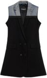 Desigual Damesjurk Potter Zwart Mouwloos Geruit Kort Polyester S