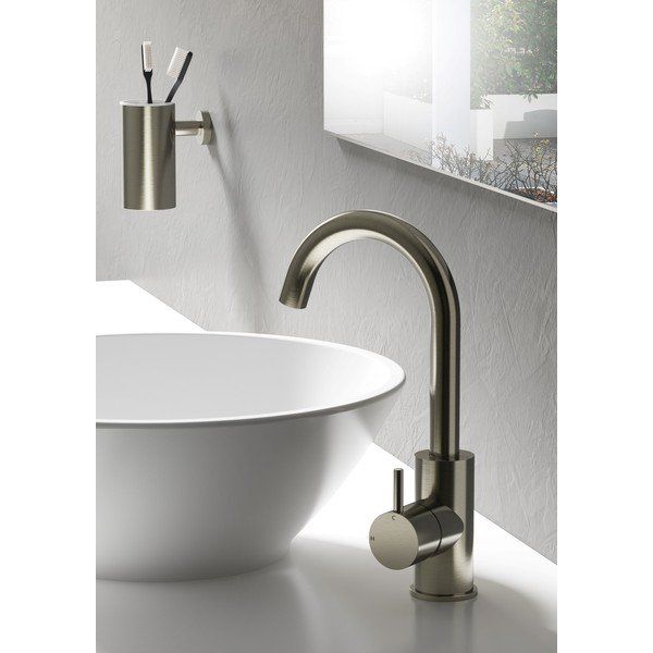 hotbath Cobber wastafelkraan 27.8cm 1 gats met draaibare uitloop geborsteld messing CB004BB