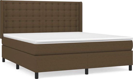 vidaXL Boxspring met matras stof donkerbruin 160x200 cm