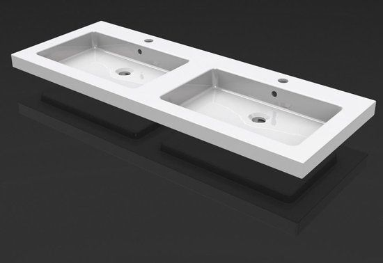 Wiesbaden Kera Dubbele Wastafel - 120 x 46 cm - Wit - Keramiek