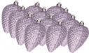 Decoris Kersthangers dennenappels - 12x - lila paars - glitter - 8 cm - kunststof