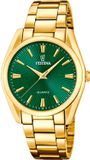 Festina F20640/B Polshorloge Dames Goudkleurig Groene Wijzerplaat Staal