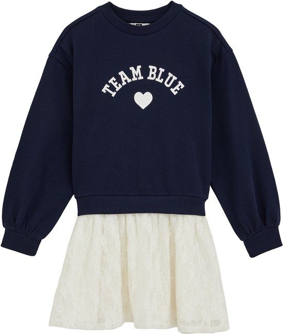 WE Fashion Meisjes sweatjurk met kant