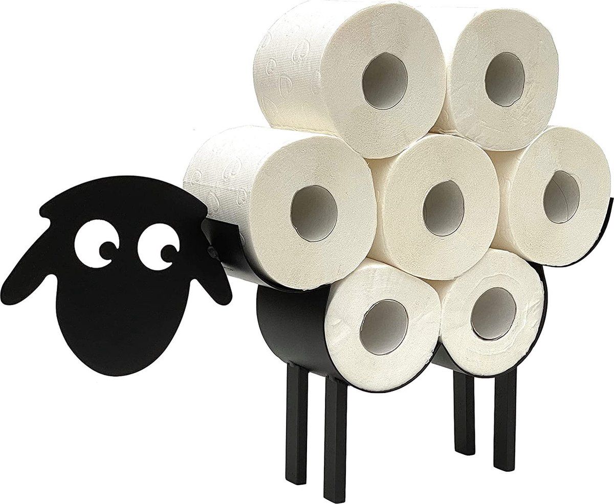 DanDiBo Toiletpapierhouder zwart metaal schaap 3.0 toiletrolhouder wc-rolhouder vrijstaand wc-papierhouder toiletrolhouder
