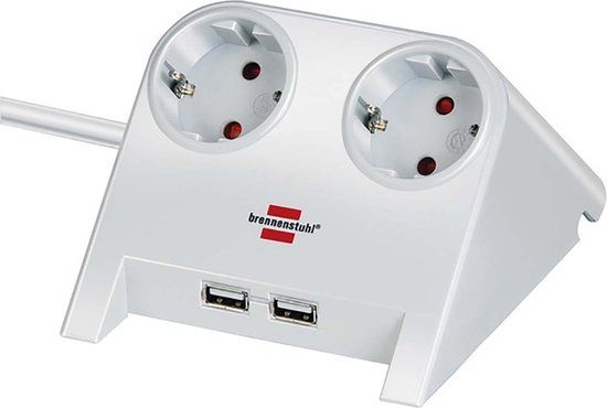 Brennenstuhl Desktop-Power USB-charger - 2 USB ports - 2 outlets - 1.8m - White
