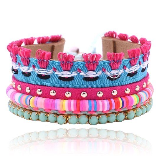 Deja Jewels Boho multicolor dames armband met kralen en kwastjes