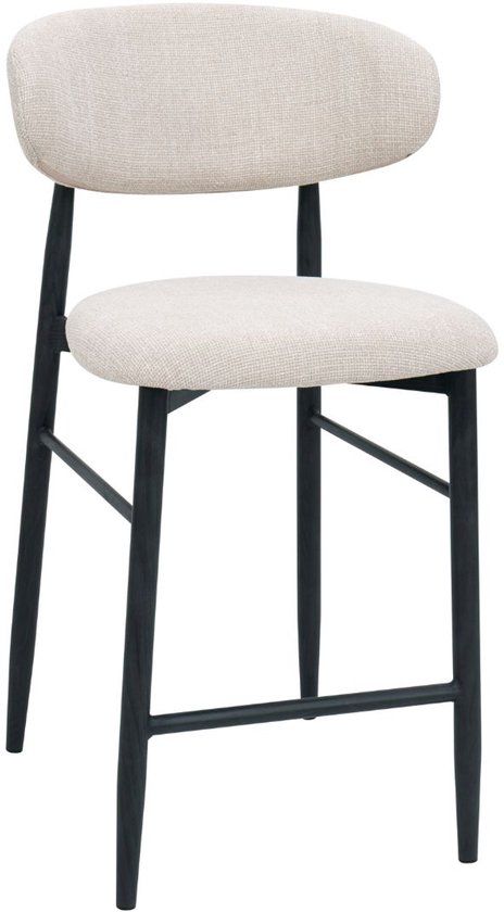 Giga Meubel Barstoel Alexia - Beige/Zwart - Zithoogte 65cm - Set van 2
