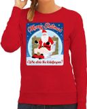 Bellatio Decorations Shoppartners Bv Foute Kersttrui / sweater - Merry shitmas who stole the toiletpaper - rood voor dames - kerstkleding / kerst outfit S