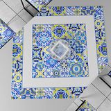 PETTI Artigiani Italiani - Middenstuk, tafelloper in de keuken, modern middelpunt in digitale druk, Vietri blauw, 100% Made in Italy