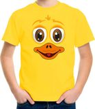 Bellatio Decorations Dieren Verkleed T-shirt Kinderen - Eend Gezicht - Carnavalskleding - Geel 116/134