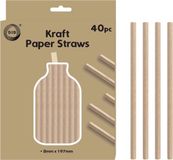 DID Kraftpapier rietjes - 40 stuks - naturel - 20cm x 0.8cm