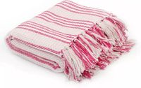 vidaXL Plaid strepen 220x250 cm katoen roze en wit