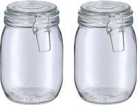 Zeller Weckpot/inmaakpot Alfie - 2x - 1L - glas - beugelsluiting - D11 x H17 cm