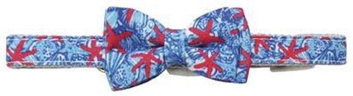 Croci Halsband Hond Reef Print Blauw / Rood - 1.5 x 35 cm - 8023222235472