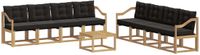 vidaXL Hoek loungeset 8 zitplaatsen Acacia hout Wit en zwart