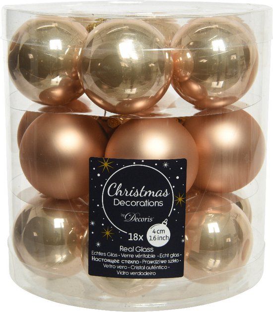 Decoris Kerstballen - 18 stuks - glas - toffee bruin - 4 cm