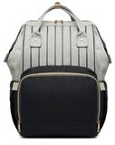 Sac à dos pour mères, gris-noir, sac à dos spacieux pour bébé avec compartiments pour couches, biberons, voyages et usage quotidien, modèle KN62