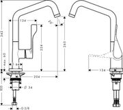 HansGrohe AXOR Citterio Eéngreepskeukenmengkraan 260 met draaibare uitloop Brushed Nickel