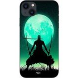 Maniacase Hoesje voor iPhone 14 Plus roronoa zoro driedubbel zwaard volle maan