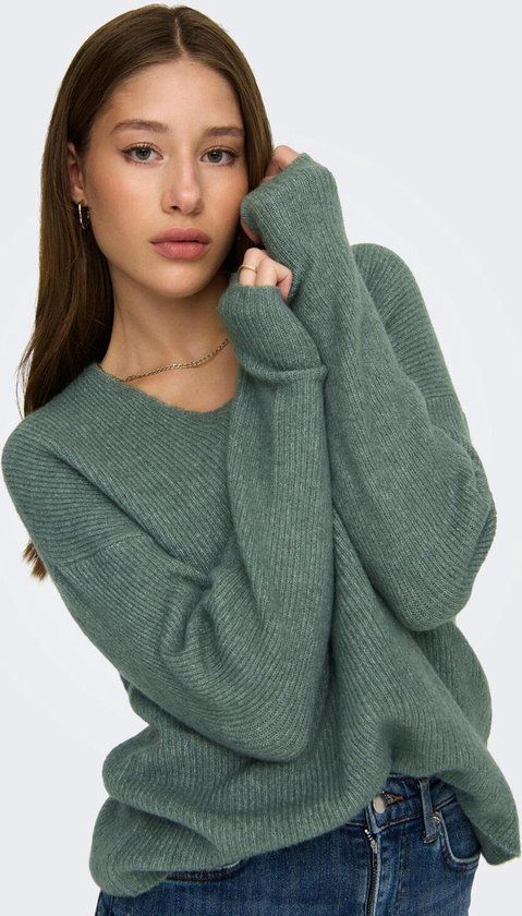 ONLY ONLCAMILLA V-NECK L/S PULLOVER KNT Trui Dames - XS - Groen