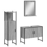 VidaXL Ensemble de meubles de salle de bain 3 pièces, gris, chêne, bois, acier, 800x330x600 mm
