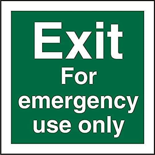 Seco Exit Sign for Emergency Use Only, 200mm x 200mm - 1mm Semi-Rigid Plastic, Green