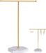 JJiaoLinin Sieradenorganizer, Sieradenstandaard, Metalen Sieradenstandaard, Gouden T-vormige Kettingstandaard, Sieradenopberger voor Armbanden, Oorbellen, Ringen, Kettingen (Wit + Goud)