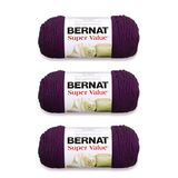 Bernat Super Value Garen, paars (Mulberry), 3 stuks, 198 g, acryl - #4, medium (kamgaren), 389 meter, voor breien en haken