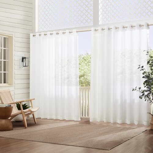 Elrene Elrene Home Fashions Carmen Extra Breed Binnen/Buiten Sheer Doorloop Venster Gordijnpaneel, 114" x 95" (1, Wit