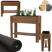 MODO24 Jardinière sur pieds, bois, compartiment de rangement, bac à plantes, pin, résistant aux intempéries, balcon, jardin, 80x34x78 cm, brun imprégné, ZE1