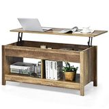 COSTWAY Salontafel, natuur, 109 cm (L) x 47,5 cm (B) x 50 cm (H)