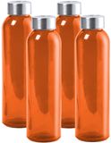 Merkloos / Sans marque AQUAMAN Waterfles/drinkfles - 4x - glas - Oranje - met RVS dop - 500 ml - Sportfles - Bidon