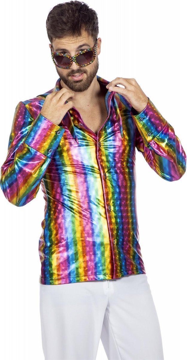 Wilbers Disco Overhemd Regenboog - Maat 48 - Polyester