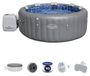 BESTWAY Opblaasbaar bubbelbad Lay-Z-Spa Santorini, geschikt voor 5 tot 7 personen, rond, met 5 gestoffeerde hoofdsteunen + 2 ColorJet LED-waterverlichting