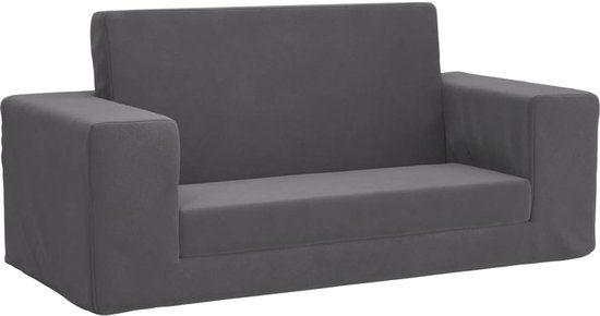 vidaXL Kinderslaapbank - 2-zits - Antraciet - Pluche
