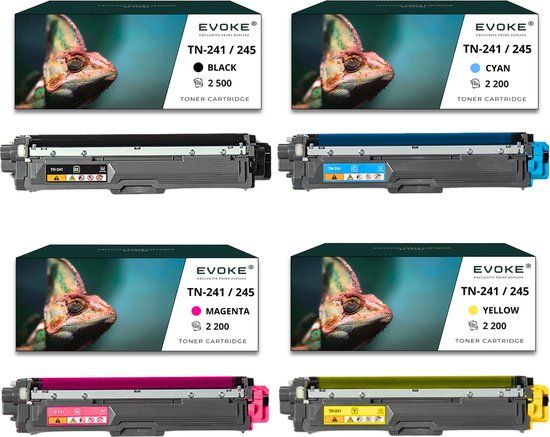 Evoke Set van 4 Brother TN 241 245 CMYK printer tonercartridges